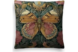 YOU FOUND ME William Morris Abstract Art Floral Butterfly Design Throw Pillow Cover Home Decor, Vintage Butterfly Lovers Pillowcase Cover for Bed Sofa Living Room, Indoor and Outdoor,18x18inch