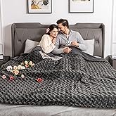 WOOMER Heated Blanket King Size 100" x 90", Electric Blanket with Dual Controls, 0.5-12 Hours Timer & 10 Heating Levels, ETL Certified, Dark Grey Rose Patterns Faux Fur & Sherpa, Machine Washable