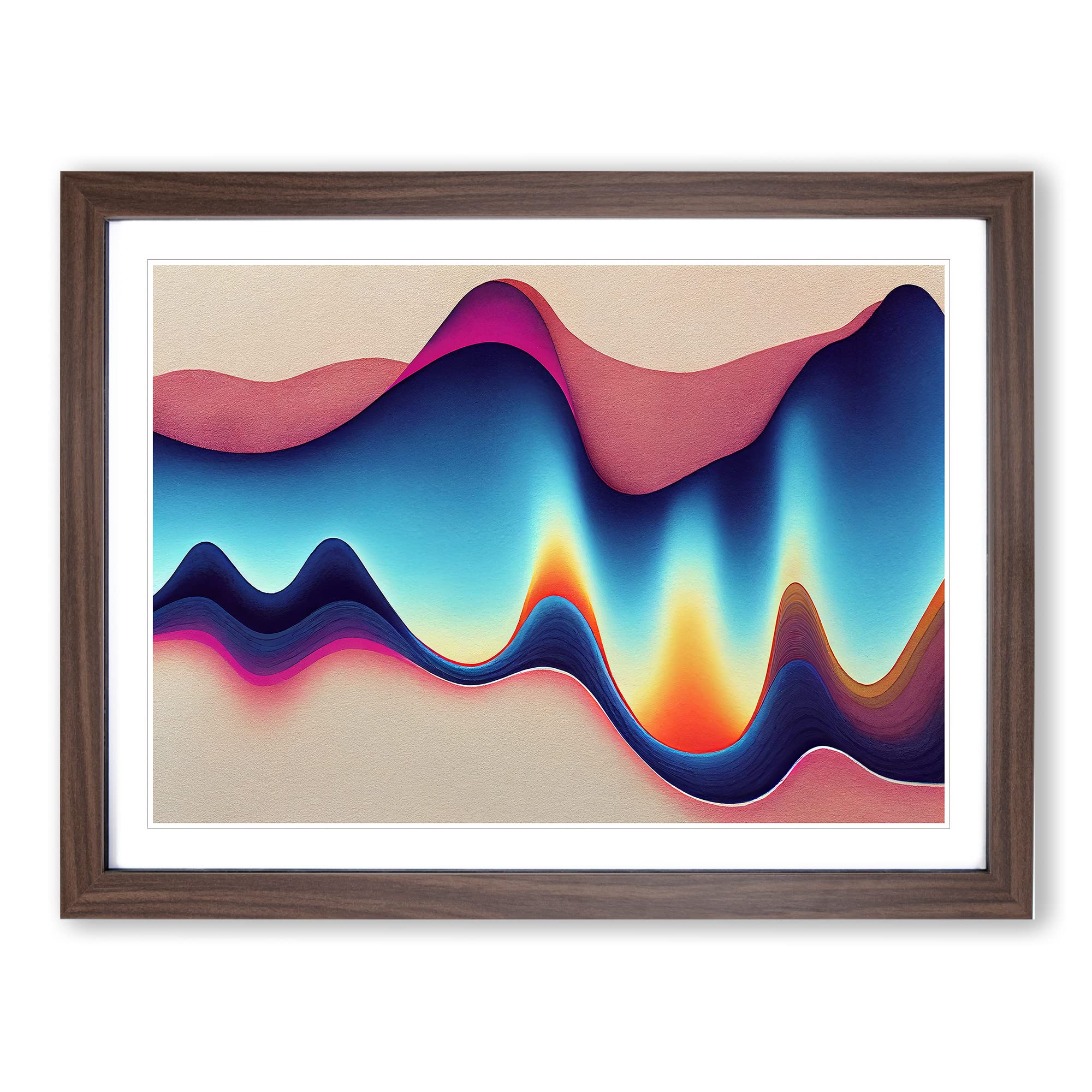 Abstract Soundwave Art Vol.1 Framed Print | A4 Walnut Framed Wall Art | Ready to Hang | Abstract Fantasy Picture | Living Room Bedroom Lounge Office