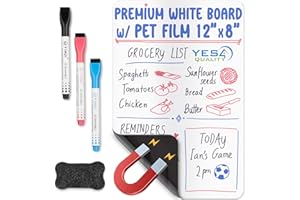 Magnetic Dry Erase Whiteboard Sheet for Fridge - 30x20 cm - Stain-Resistant with 3 Markers & Big Eraser with Magnets - Small 