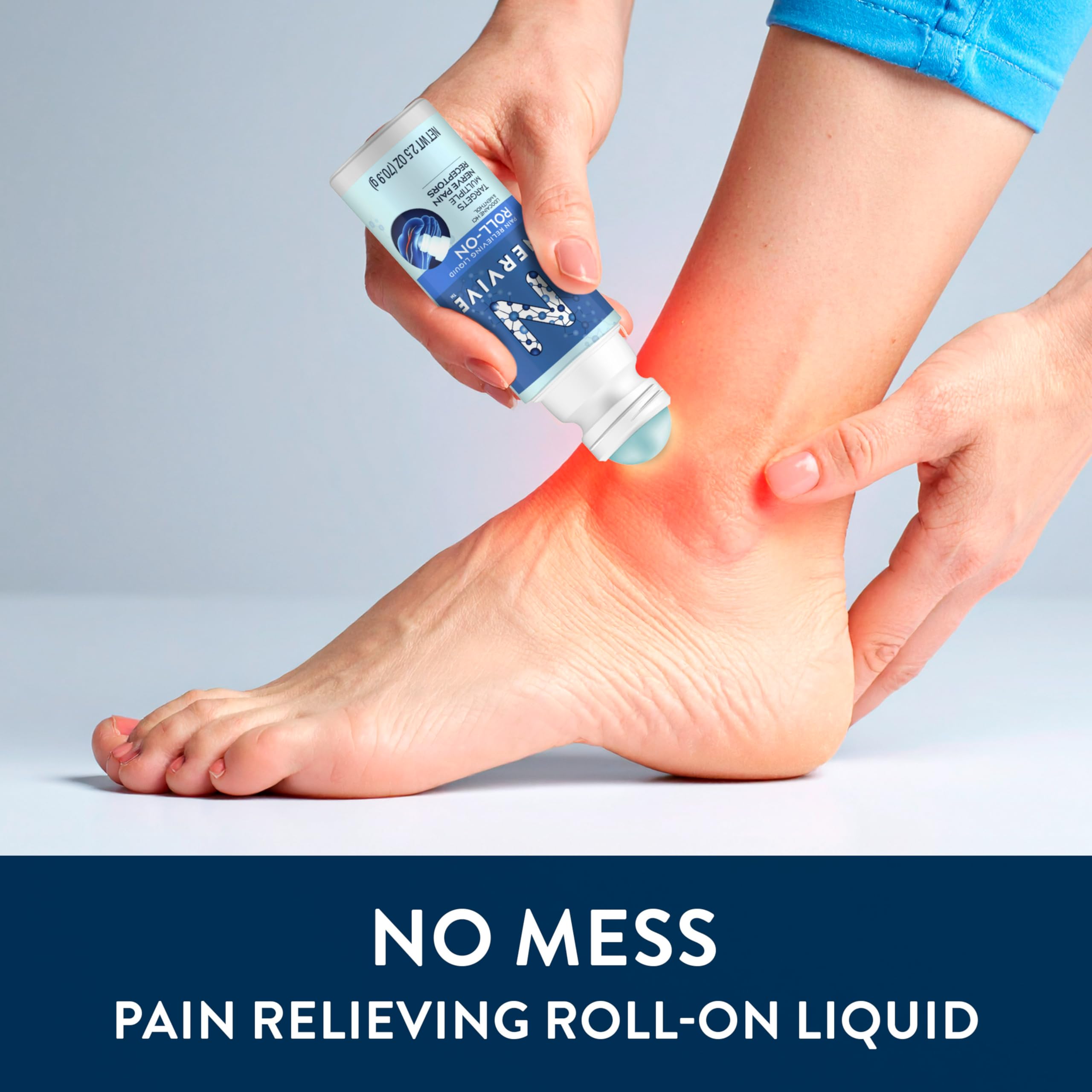Nervive Pain Relieving Roll On, Lidocaine Roll On, Nervive Pain Relief, Lidocaine Topical, Foot Pain, Leg Pain, Hand Pain, Max Strength Formula, 2.5oz