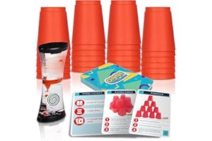 Gamie Stacking Cups Game w/ 18 Fun Challenges & Water Timer 24 Stacking Cups Sturdy Plastic Classic Quick Stacking Cup Game f