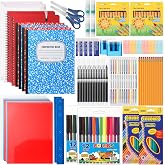 Gilprop 2 Set 2026 School Supplies Kit, 47 Pcs Prefilled School Gift Set | Back to School Supplies, Fit Primary Middle Bundle Essential Stuff Bulk, Pen Notebook Stationery Included, for Kid Girl Boy