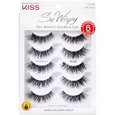 Kiss So Wispy, False Eyelashes, 'Pompadour', 16mm, Includes 5 Pairs Of Lashes, Easy to Apply, Reusable Lash Clusters