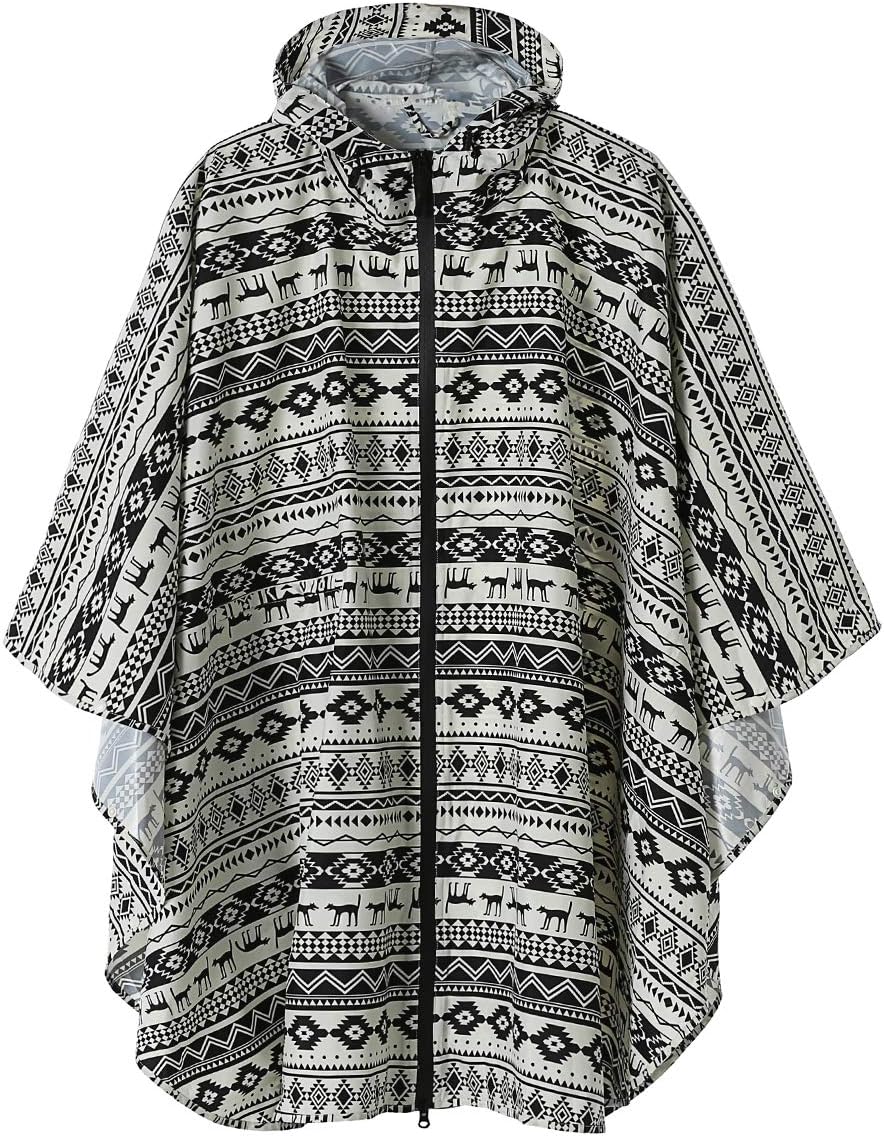 Rain Poncho Jacket Coat Hooded for Adults with Pockets