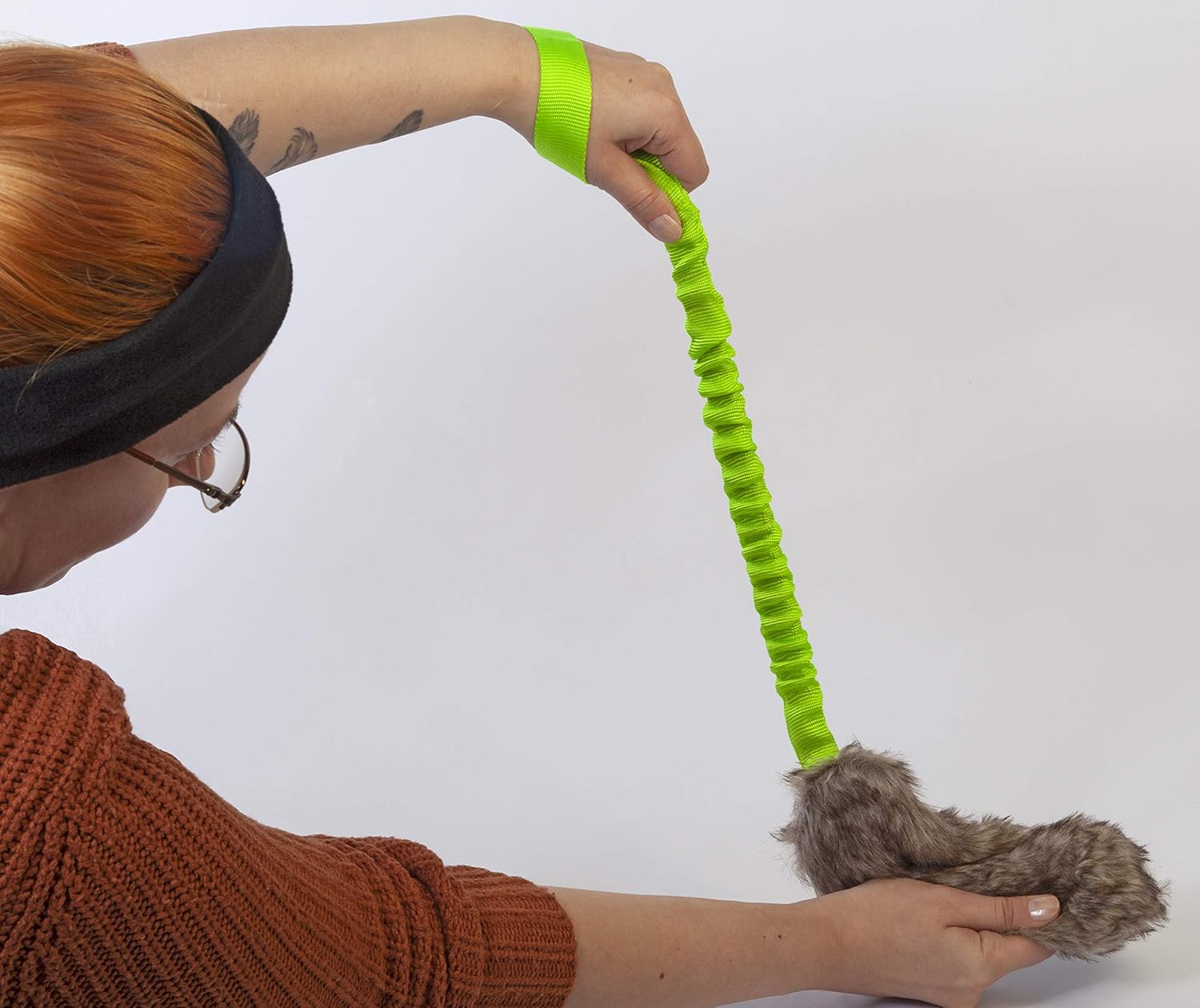DINGO Fleece Dog Toy Artificial Fur Racer Squeaky Teaser Dog Wand 55 cm Long Bungee Handle for Agility Dog Training, Reward - Image 5