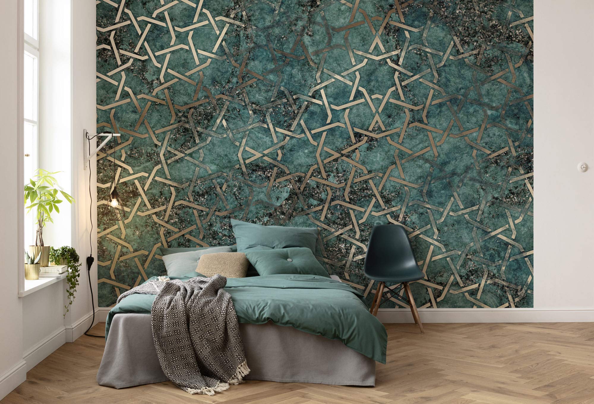 Komar X7-1004 Fleece Starlight Size: 350 x 250 cm 7 Panels Width 50 cm Art Nouveau Style Wallpaper Decoration Wall Mural Wall Covering Design Wallpaper X7-1004 Photo Wallpaper Colourful