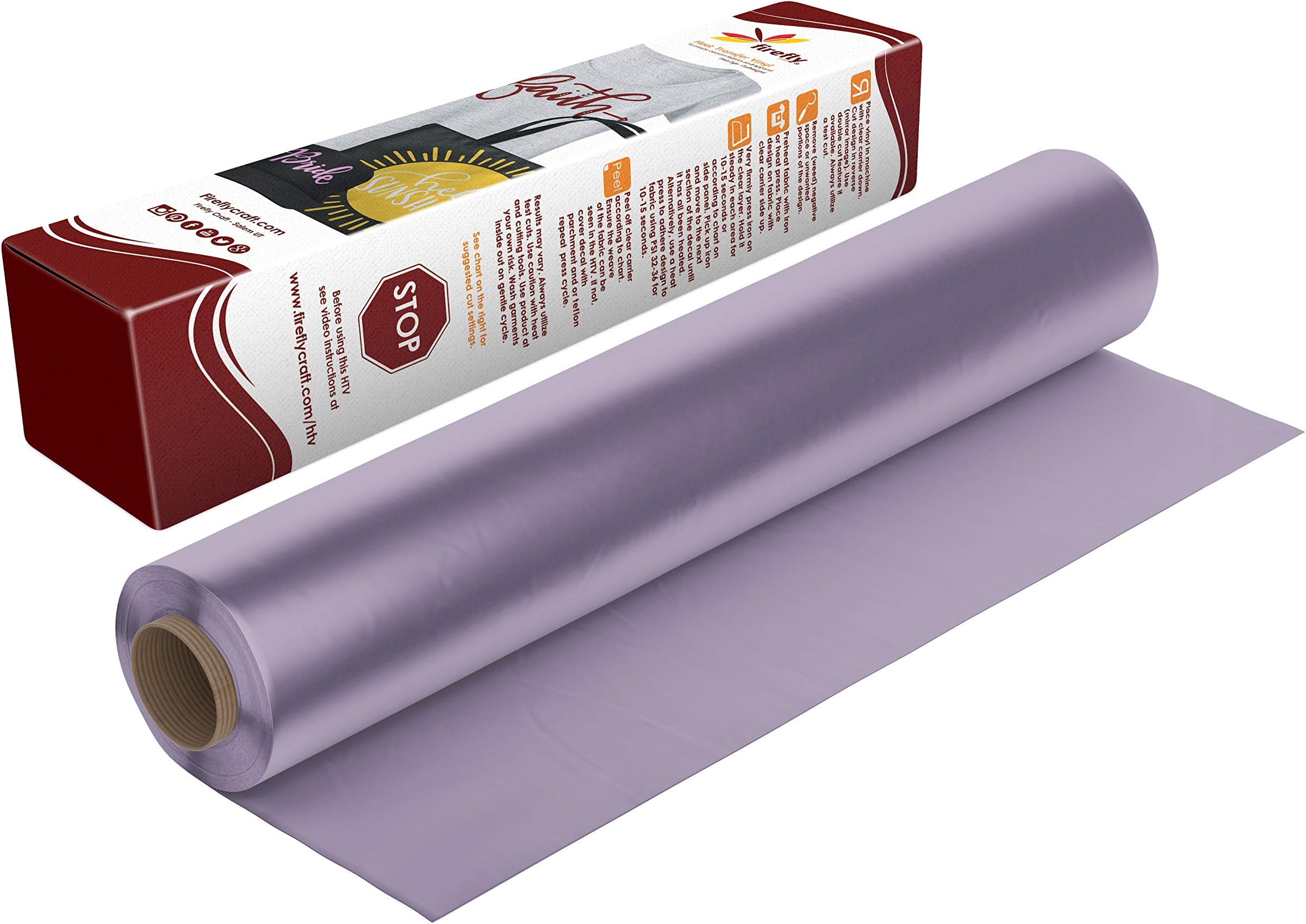 Firefly Craft Regular Lavender, Heat Transfer Vinyl for Shirts - Iron on Vinyl for Cricut & Silhouette Heat Press Vinyl for Shirt Transfers - Iron on HTV Vinyl - 3 Pieces, 12" X 20" (5 Feet) Each