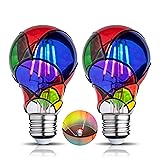CybaaLuxzus Stained Glass Light Bulb,Rainbow