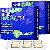HybridCR Rapid Immune Support Supplement – 4 Day Immunity Supplement - Immune Defense Booster with Echinacea, Ginseng, Andrographis, Zinc, Selenium – Travel Size System Support – 24 Caps, 2 Dose Packs