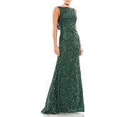 Mac Duggal Petite Sequin Sleeveless Draped Back Evening Gown