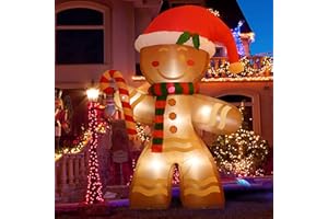 Onory 8 FT Christmas Inflatables Decoration Gingerbread Man with Built-in LEDs Blow Up Inflatables for Xmas Party Indoor Outdoor Yard Garden Lawn Décor
