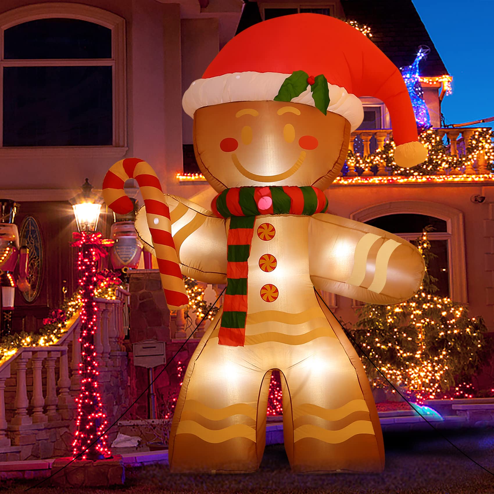 Photo 1 of Double Couple 8 FT Christmas Inflatables Decoration Gingerbread Man with Built-in LEDs Blow Up Inflatables for Xmas Party Indoor Outdoor Yard Garden Lawn Décor