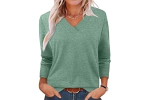 XIEERDUO Long Sleeve Shirts for Women V Neck Fall Tops Basic Tunic Tops Loose Fit Dressy 2025