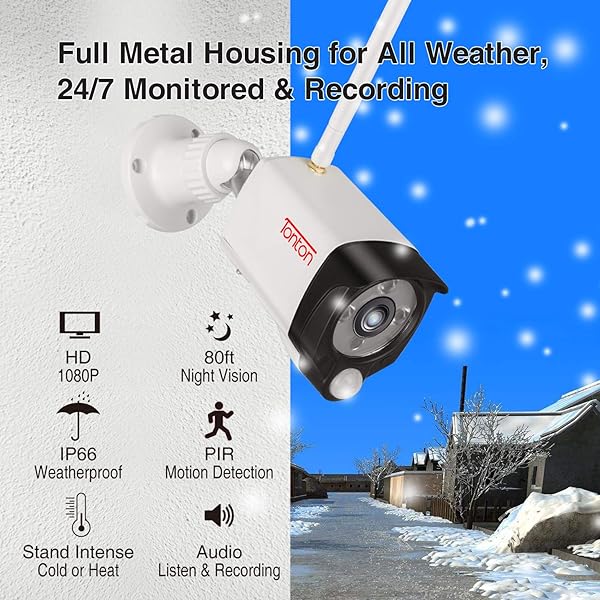 Mikrofon PIR Sensor Tonton Full HD 1080P berwachungskamera Auen Set mit Zwei Wege Audio 8CH Recorder NVR mit 4 Auen 1080P WLAN Metallgehuse Funkkamera Drahtlos mit Sprachfunktion 1TB HDD