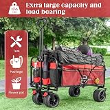 BedStory Collapsible Beach Trolley Cart 176LBS Black+Red All Terrain view 2