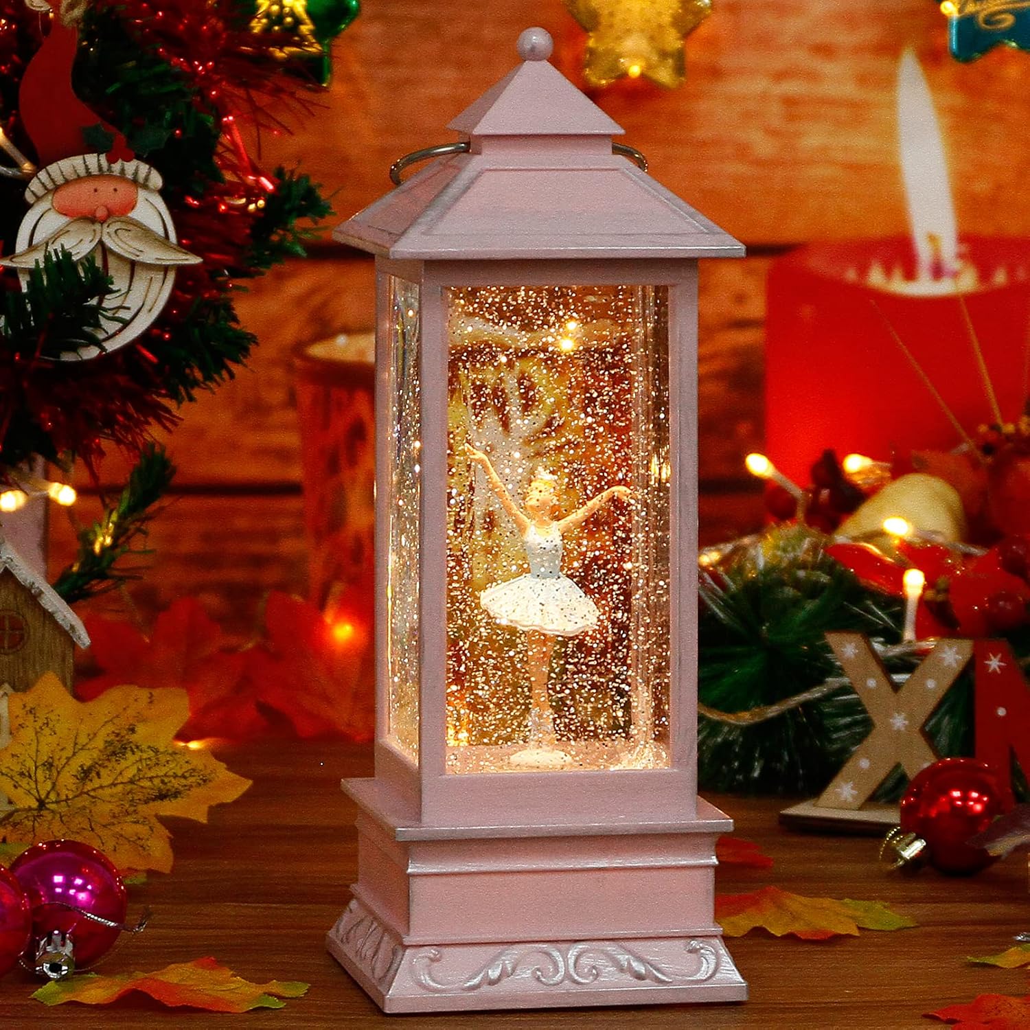 Snow Globes - Ballerina Rotating Music Snow Globe, Dancing Girl Musical Box for Girl Kids Gift, Christmas Decorations Indoor Ornament Glittering Lantern Swirling, 11