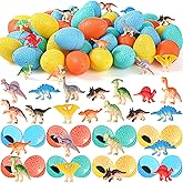 Sumind 48 Sets Easter Dinosaur Eggs Toys with 48 Dinosaur Figures Eggs Basket Stuffers Party Favor for Hunt Game