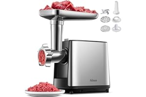 YABANO Electric Meat Grinder, Heavy Duty Meat Mincer, Sausage Stuffer Maker, Food Grinder with Sausage & Kubbe Kit, 2 Grinder Plates, Stainless Steel (Black)
