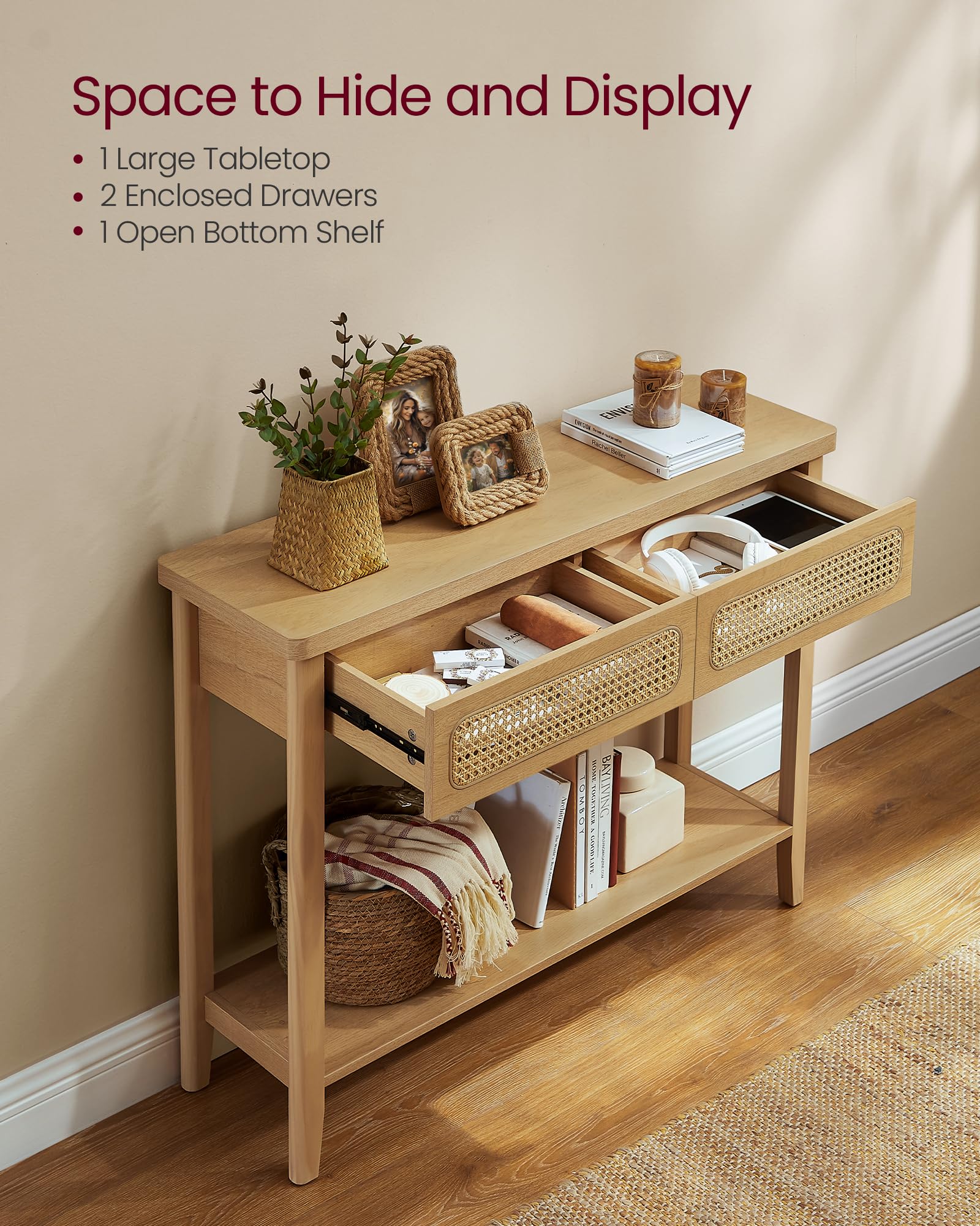 VASAGLE Console Table, Beige ULNT016Y57