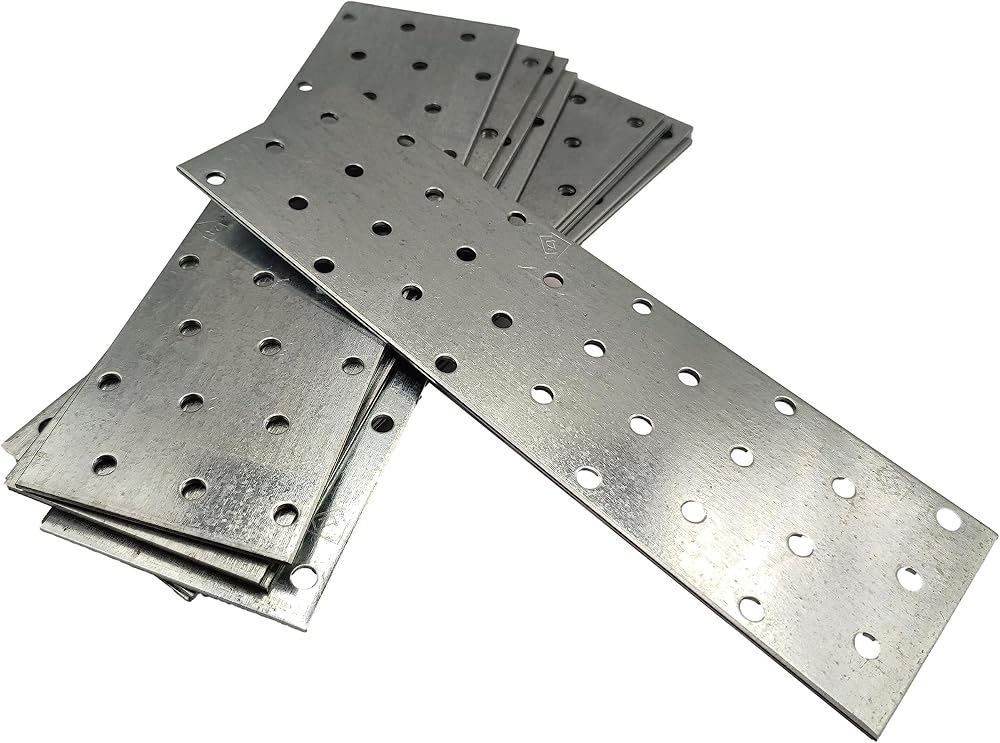 LLB Steel Timber Connector Flat Plate 200x60x2mm Galvanised 30 Holes 10pc Pack