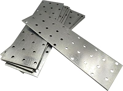 LLB Steel Timber Connector Flat Plate 200x60x2mm Galvanised 30 Holes 10pc Pack