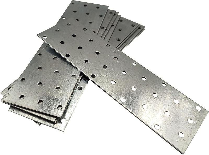LLB Steel Timber Connector Flat Plate 200x60x2mm Galvanised 30 Holes 10pc Pack