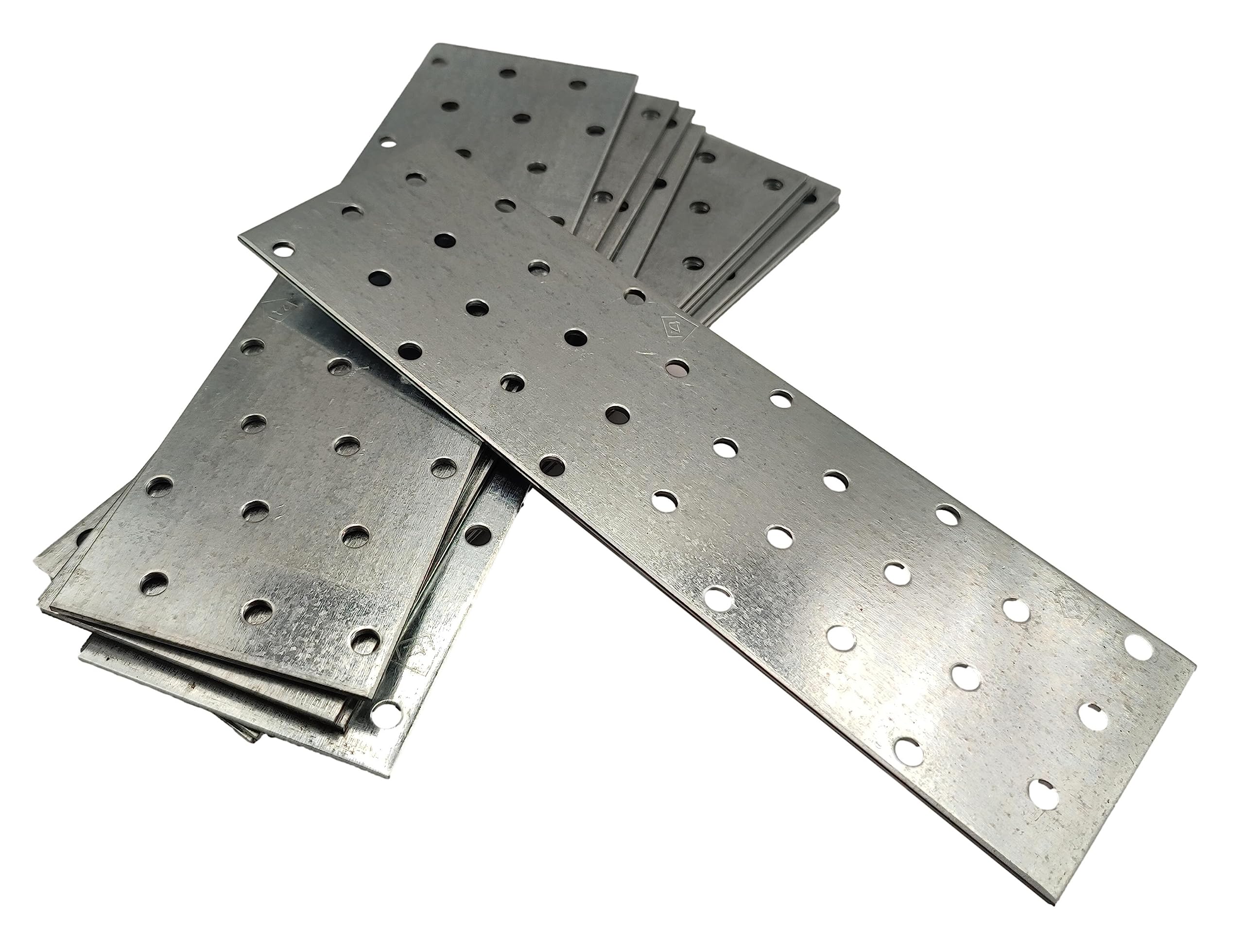Steel Timber Connector Flat Connecting Joining Plate Galvanised Z275g/m2 20μm Brace Bracket Heavy Duty Perforated Metal Sheet 8" x 2.3" (200 x 60 x 2mm) Pack of 10pcs — image 1