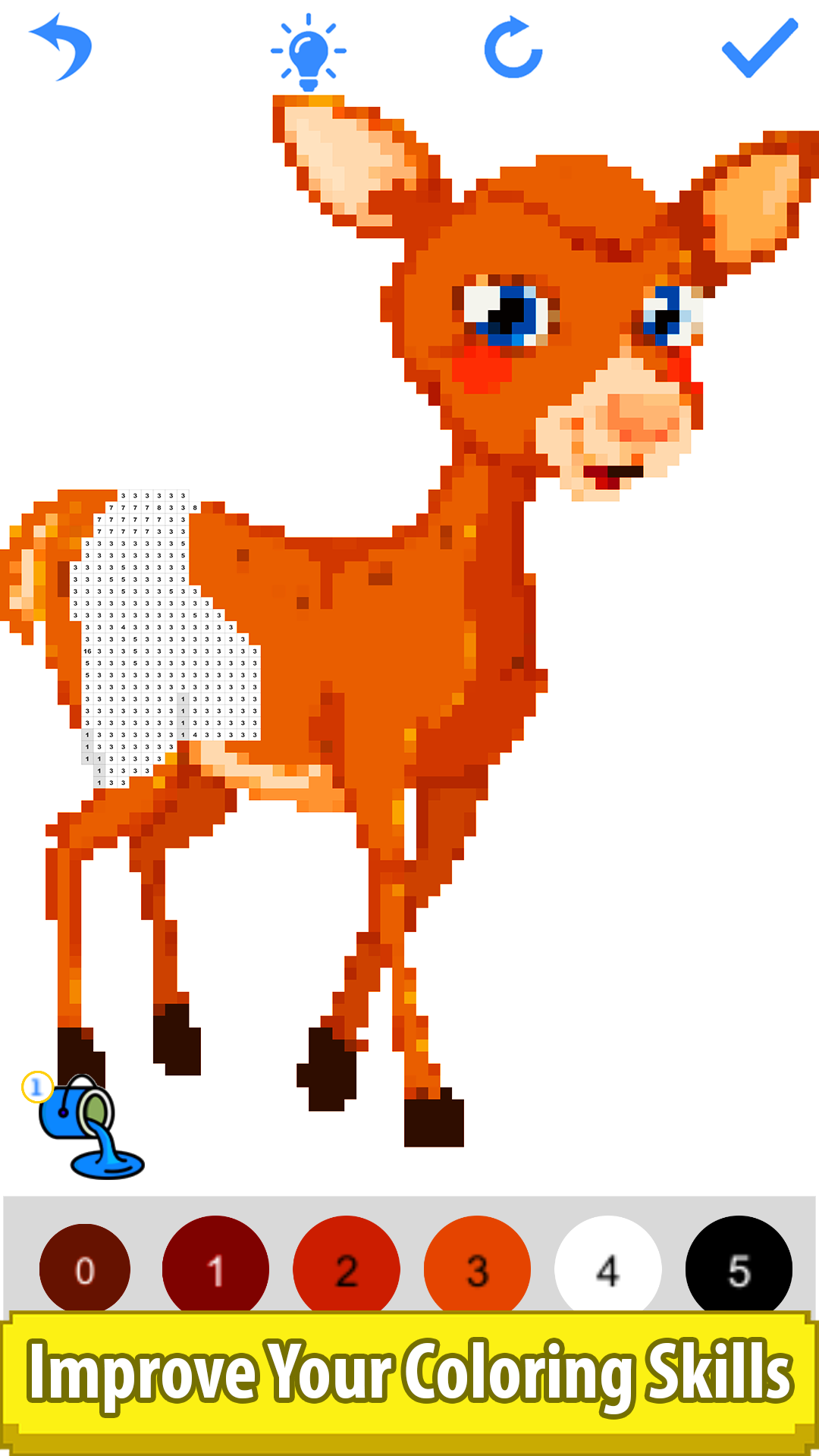 Animals Pixel Art Paint by Number, Sandbox Coloring Book