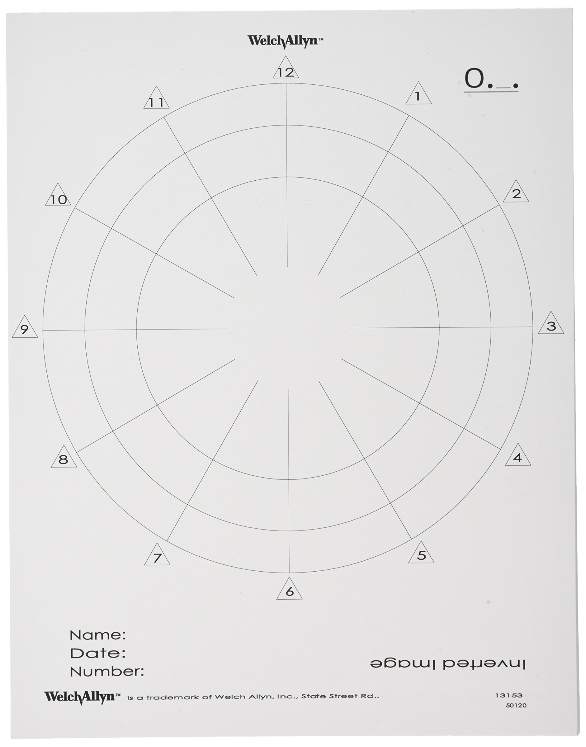 Welchallyn 50120 Fundus Chart with Colored Pencils (Pack of 25)