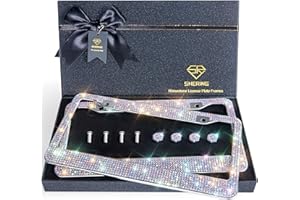 SHERING Bling License Plate Frame, 2 Pack Frame with Premium Gift Box for Women,Rhinestone Frames 1200pcs Rhinestones（Colorful Rhinestones）