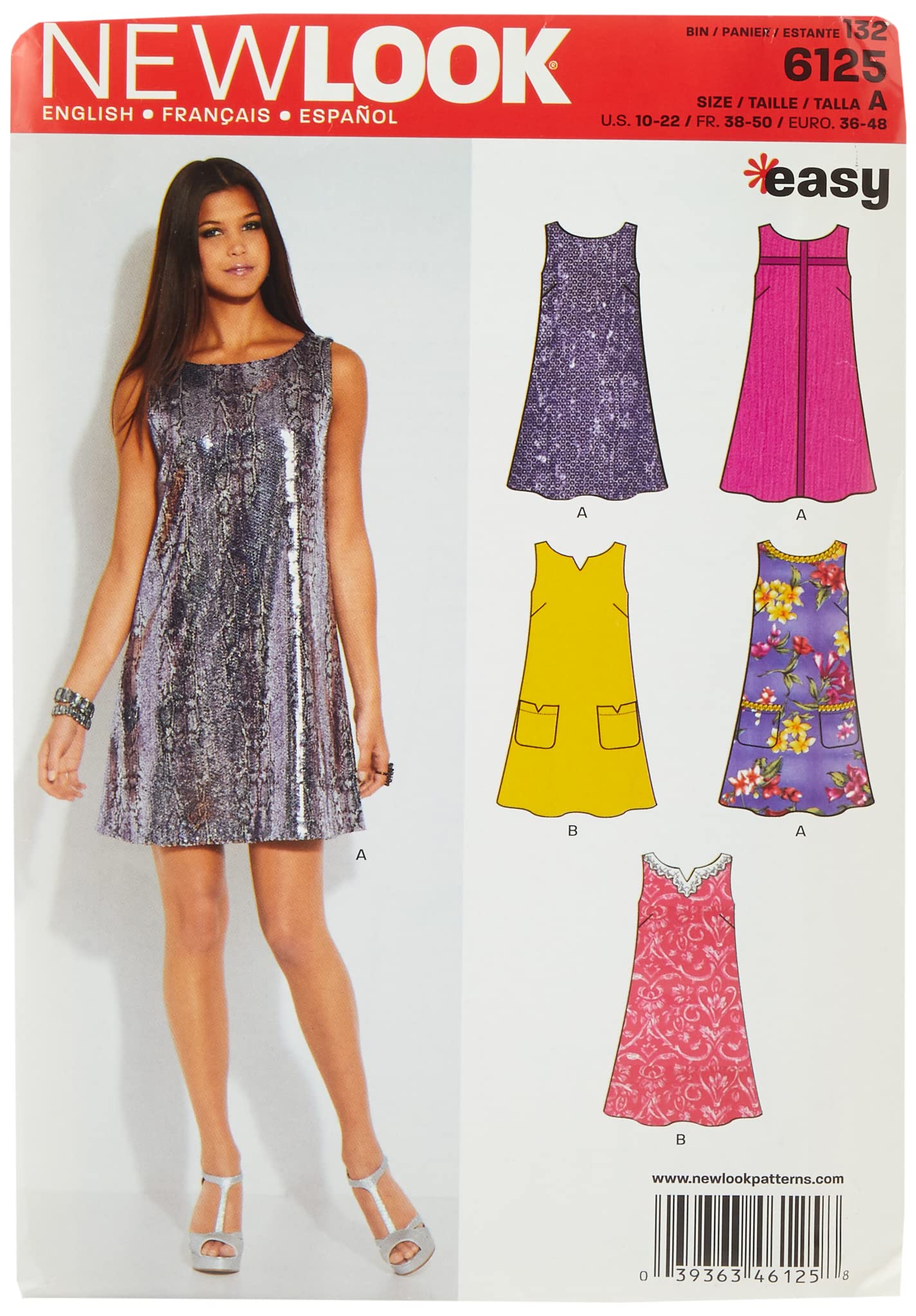 Simplicity Pattern N°6125 New Look: Dress, Paper, White, 38-50