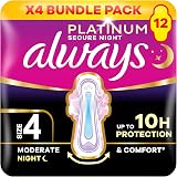 Always Platinum Size 4 Secure Night Pads With Wings 12 Pack view 1