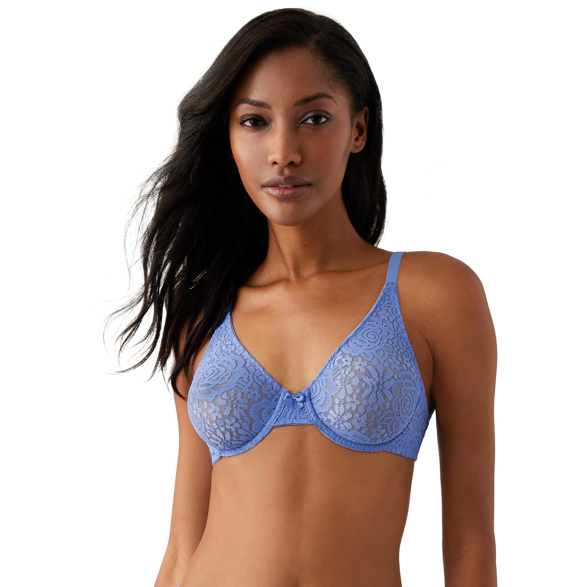 Wacoal Women’s Halo Lace Unlined Convertible Underwire Bra, Blue Hydrangea, 36DD