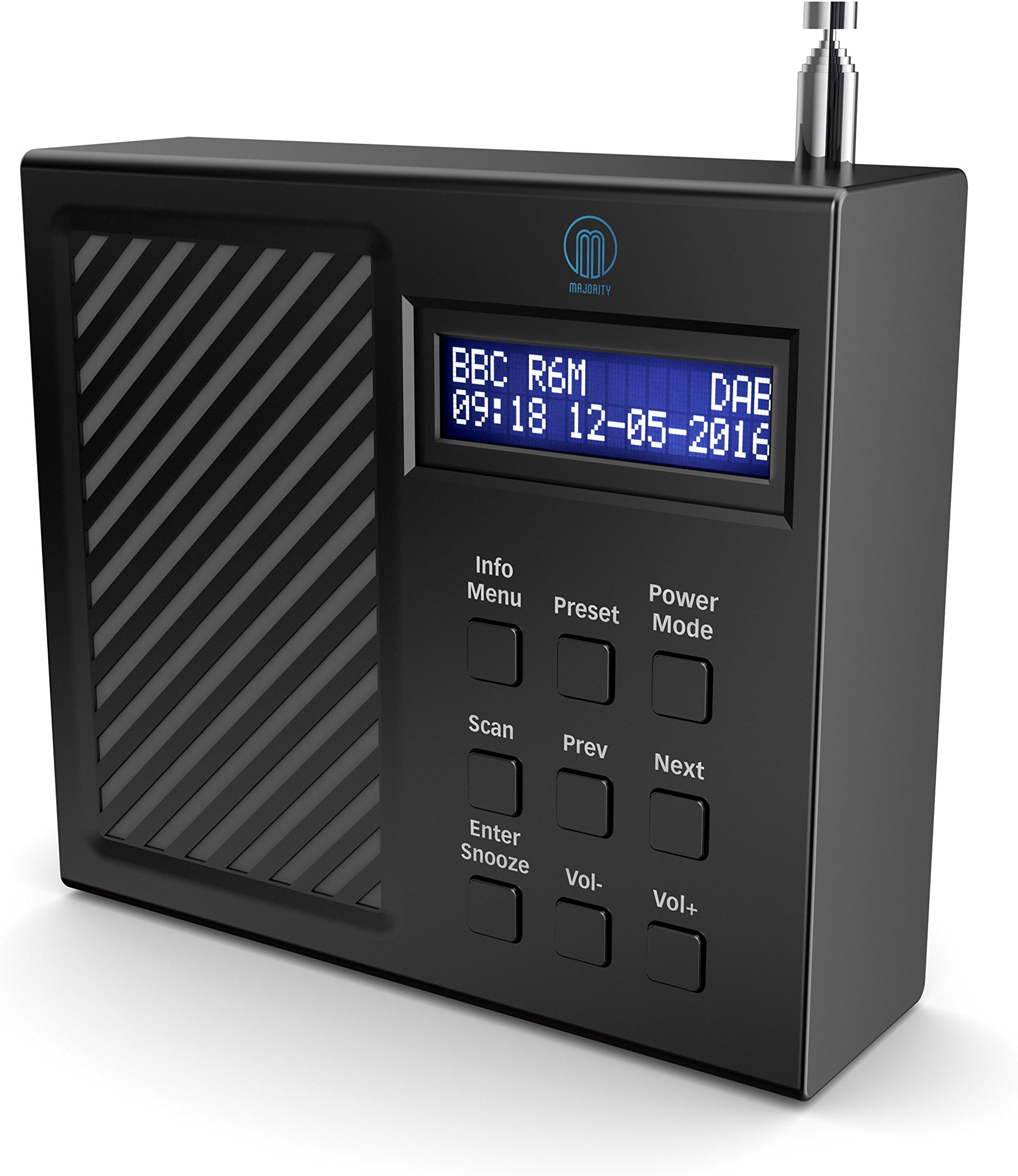 Arbury DAB/DAB+ Digital FM Portable Radio / Alarm Clock / Long Lasting Rechargeable Battery / Mains Powered (Black)