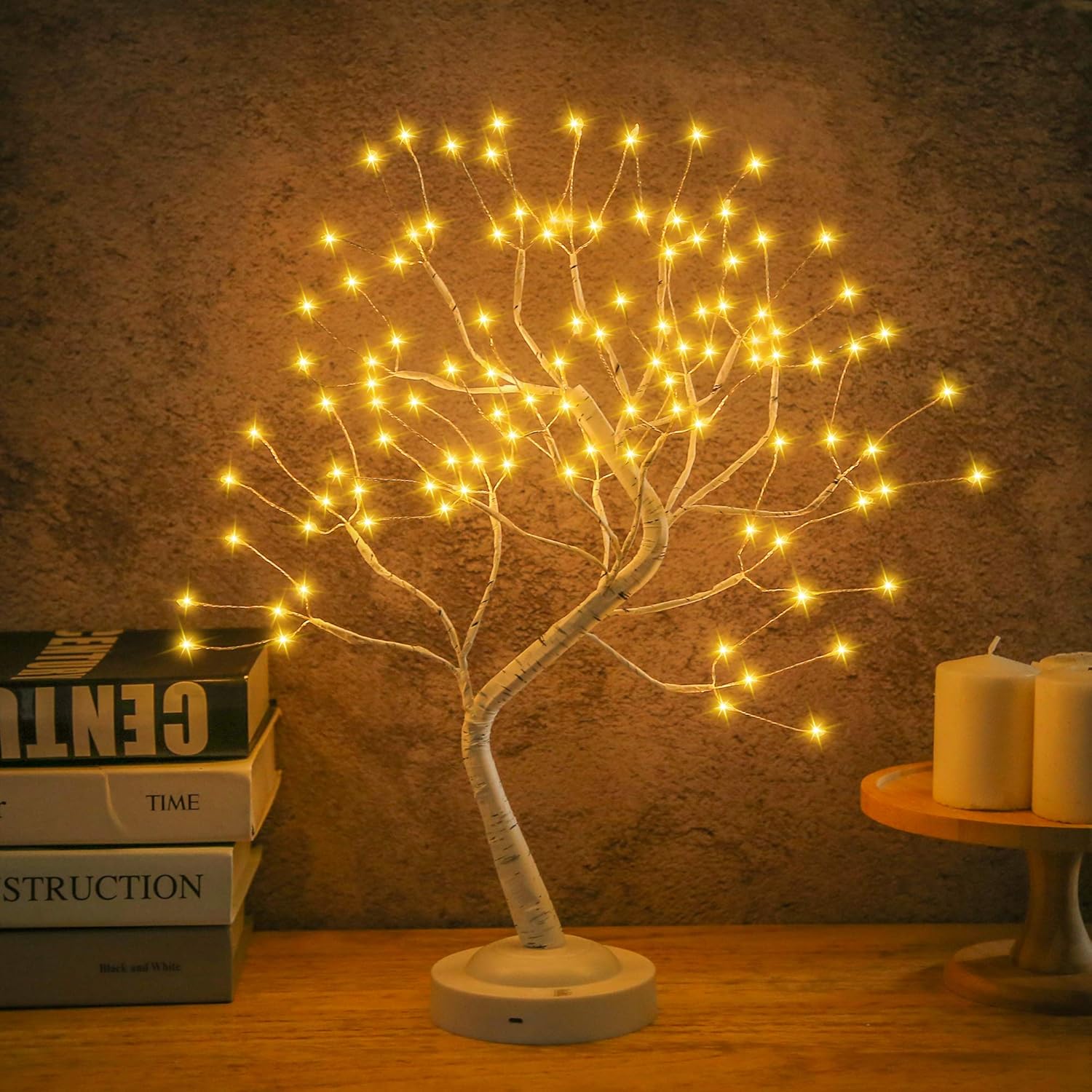 Trees - FUCHSUN $$ Led Birch Tree Light Tabletop Bonsai Tree Lamp 20 Inches Artificial Tree Battery Operated for Party Wedding Holiday Christmas Decoration - Warm White