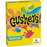 Gushers Tropical Fruit Flavored Snacks, 6 ct, 4.8 oz | Juicy Liquid Center in Every Bite, Gluten Free, Gelatin Free, Good Source of Vitamin C, Ideal for Lunch Boxes