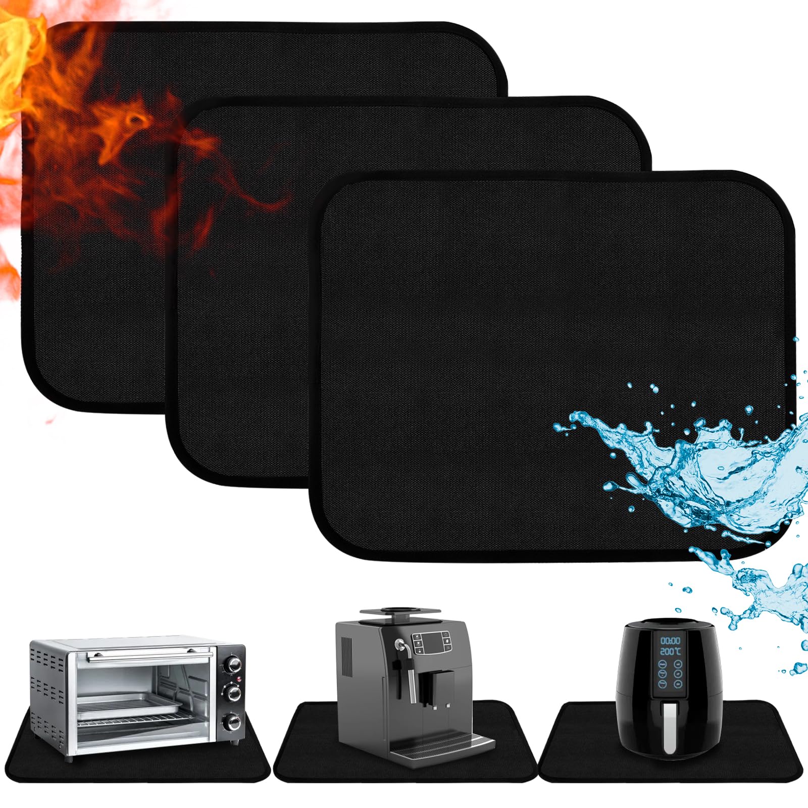 Photo 1 of Yarlung 3 Pack Heat Resistant Mats for Countertop, 18 x 15 Inch Fireproof Under Air Fryer Protector Electric Stove Top Cover for Coffee Maker, Kitchen