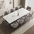 Extendable Dining Table (62.9" to 94.4") for 6 to 10 - Modern Rectangular Sintered Stone Table with High Hardness and Easy Maintenance - Stylish White