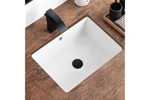 18 Inch Undermount Bathroom Sink White Rectangular Porcelain Ceramic Vanity Basin with Overflow (18.3"x13.8") KDKSC