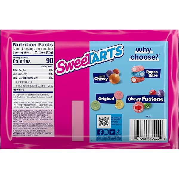 SWEETARTS ROPES, CANDY, CHERRY PUNCH, SOFT AND CHEWY, 3.5 OZ