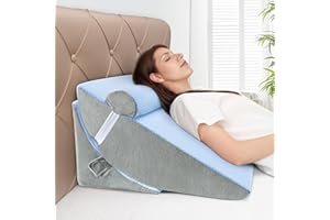 Bed Wedge Pillow for Sleeping, Adjustable 7 &12 Inch Foam Wedge Pillow for Post Surgery, Elevated Triangle Pillow for Acid Re