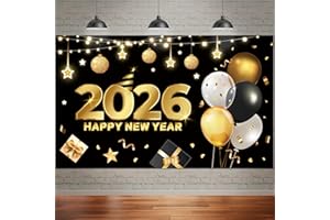 New Years Nanner Backdrop 2026, 71x43'' Happy New Year Backdrop for Happy New Year Decorations 2026 New Years Eve Decorations