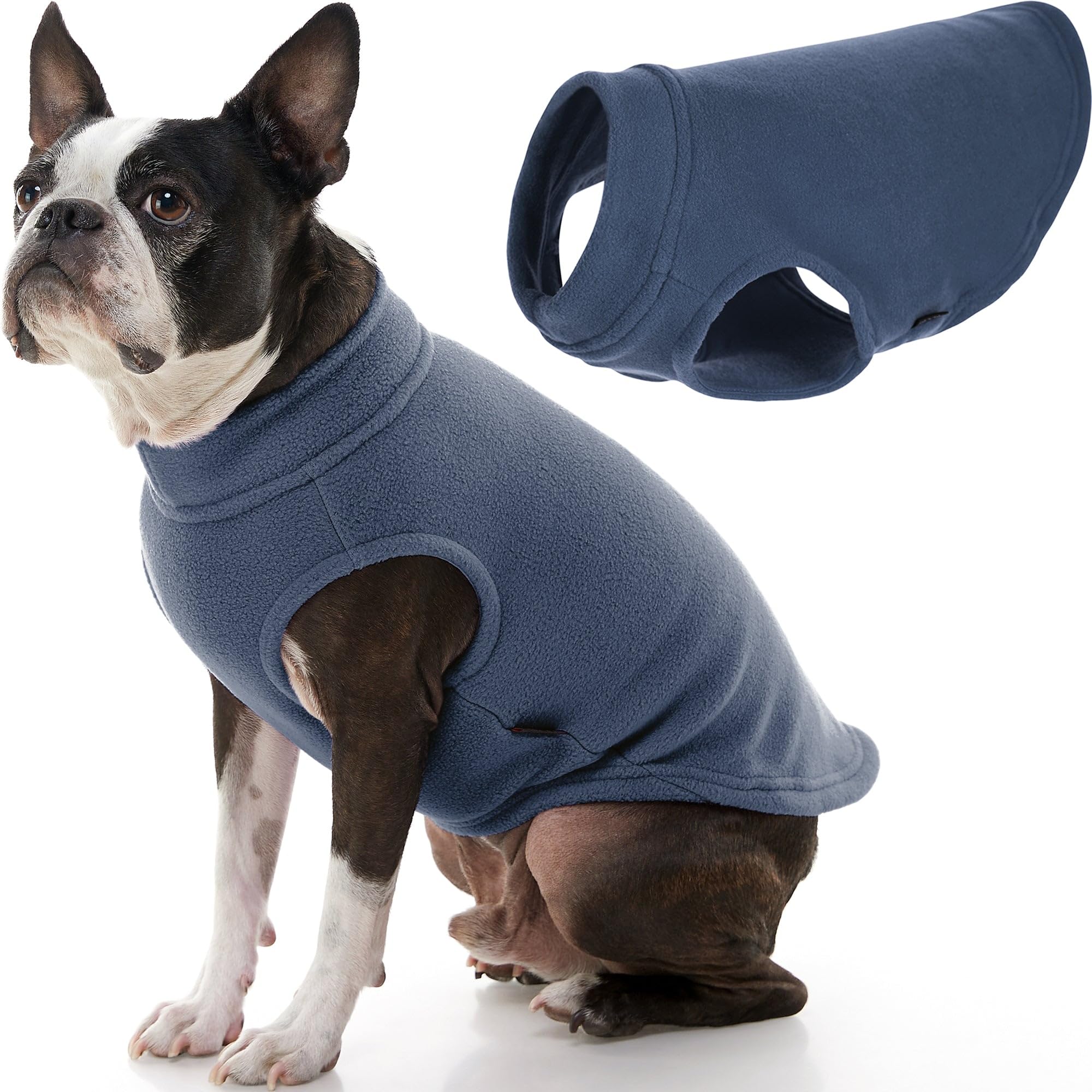 Gooby - Stretch Fleece Vest Sweater Fleece Vest Jacket Jumper for Dogs, Indigo Blue, XX-Large Length (19")