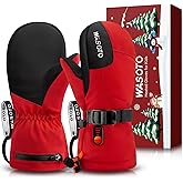 WASOTO Heated Mittens for Kids - Waterproof Electric Heated Ski Gloves for Skiing, Snowboarding, Snowmobiling, Hiking (PU)