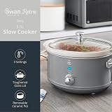 Swan Retro Slow Cooker 3.5L 200W Grey 3 Temp Keeps Warm view 3