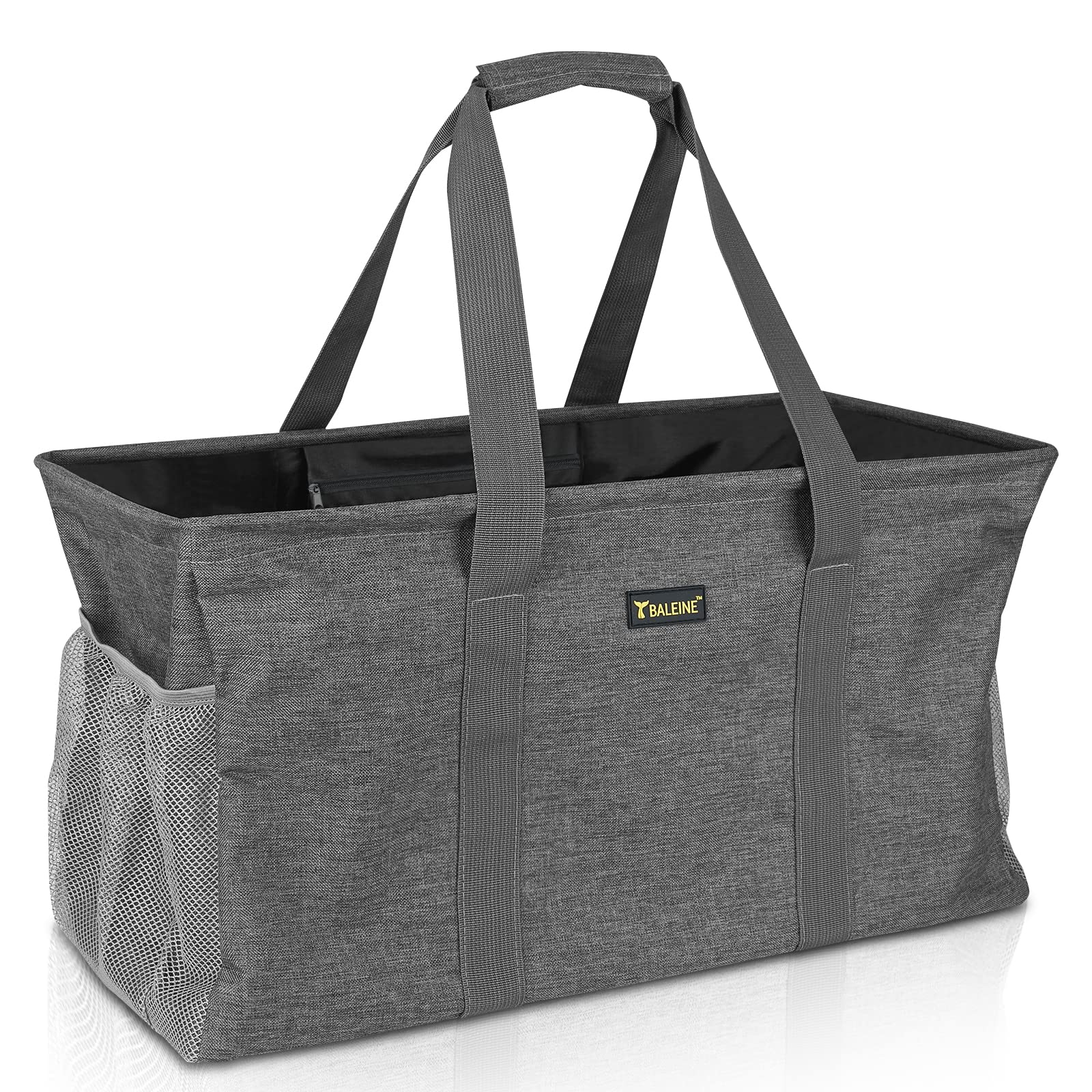 Extra Large Utility Tote Bag with Wire Frame for Storage (Gray, 22''x12''x10'')