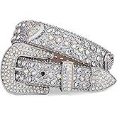 TINIDI Rhinestone Belt for Men Women Western Bling Heart Crystal Diamond Studded Leather Belts for Jean Pants