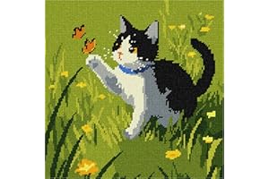 Pepita Needlepoint Canvas: Cat Meadow, 10" x 10"