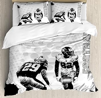 Americana Comforter Set Baseball American Football Player Running